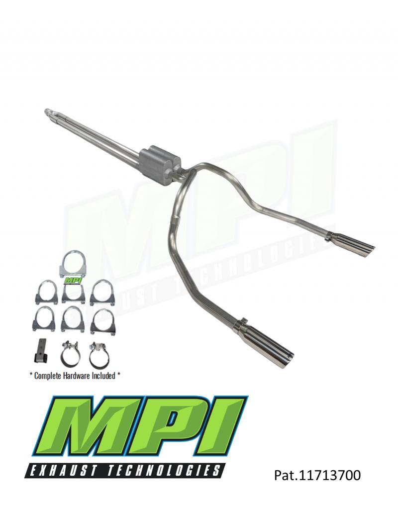 MPI Exhaust Technologies Clamp-on Kit w/Mufflers & Polished Bright Chrome Tips - G022-UBTBCM-C